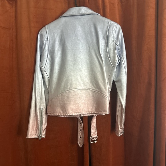 Iro Jackets & Coats - Iro “Calcium” Silver & Pink Metallic Leather Ombré Jacket - Picture 2 of 2